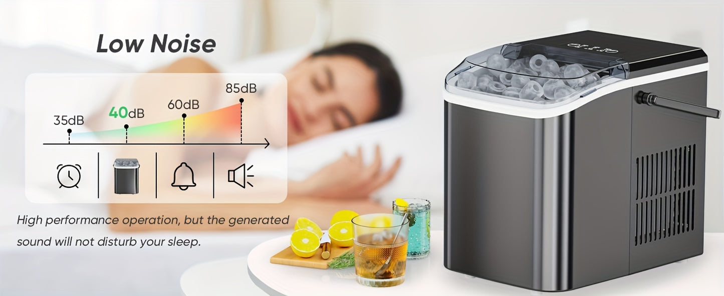 Countertop Ice Maker Machine With Handle, 26lbs In 24Hrs, 9 Ice Cubes Ready In 6 Mins, Auto-Cleaning Portable Ice Maker For Home/Kitchen/Camping, 11.57*11.42*8.74''