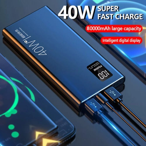 80000mAh Fast External Portable Power Bank Backup Battery Charger For Cell Phone