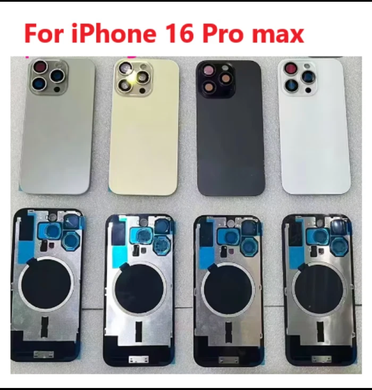 16 pro max back glasse replacement with genuine oem glass with magnet and metal frame