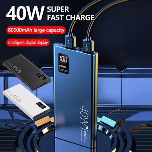 80000mAh Fast External Portable Power Bank Backup Battery Charger For Cell Phone