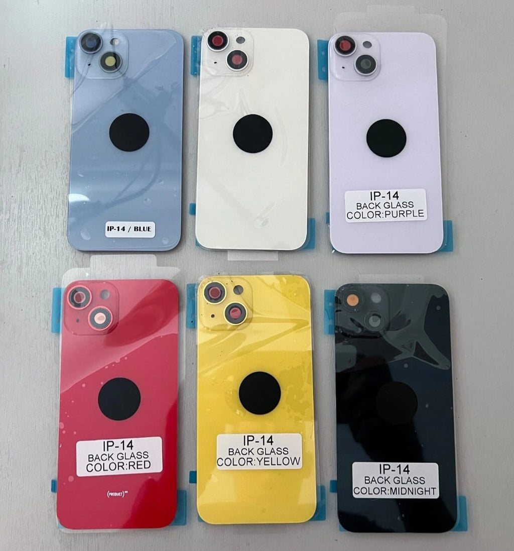 iPhone 14 Replacement Back Glass & Mag Safe & Charge Coil & Flash & Brackets NFC